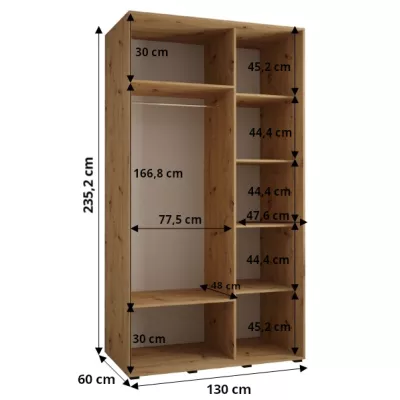 Šatníková skriňa ASIRI 13 - 130/60 cm, dub artisan / čierna