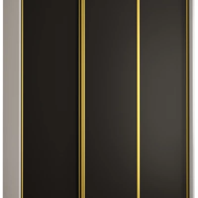 Šatníková skriňa ASIRI 1 - 150/60 cm, biela / čierna / zlatá