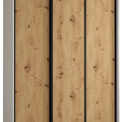 Šatníková skriňa ASIRI 1 - 150/60 cm, biela / dub artisan / čierna