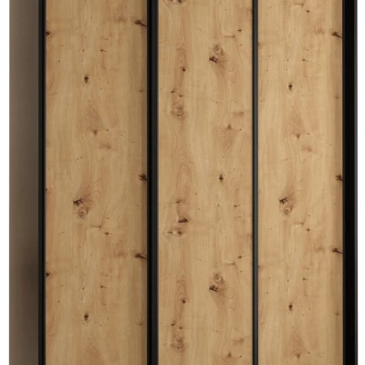 Šatníková skriňa ASIRI 1 - 150/60 cm, čierna / dub artisan / čierna