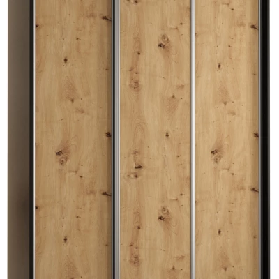 Šatníková skriňa ASIRI 1 - 150/60 cm, čierna / dub artisan / strieborná