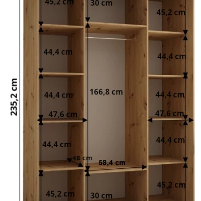 Šatníková skriňa ASIRI 1 - 160/60 cm, biela / dub artisan / strieborná