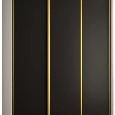 Šatníková skriňa ASIRI 1 - 170/60 cm, biela / čierna / zlatá