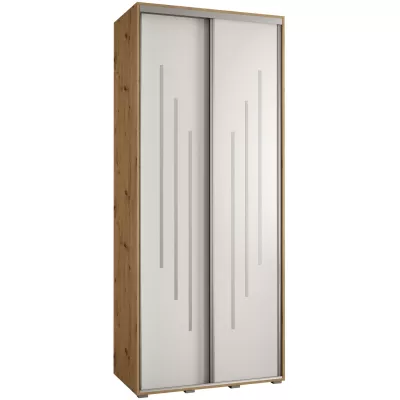 Šatníková skriňa ASIRI 8 - 110/45 cm, dub artisan / biela / strieborná