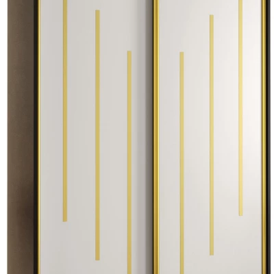 Šatníková skriňa ASIRI 8 - 130/60 cm, čierna / biela / zlatá