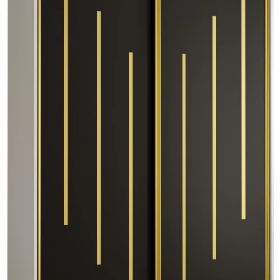 Šatníková skriňa ASIRI 8 - 130/60 cm, biela / čierna / zlatá