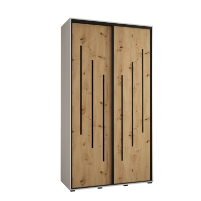 Šatníková skriňa ASIRI 8 - 140/60 cm, biela / dub artisan / čierna