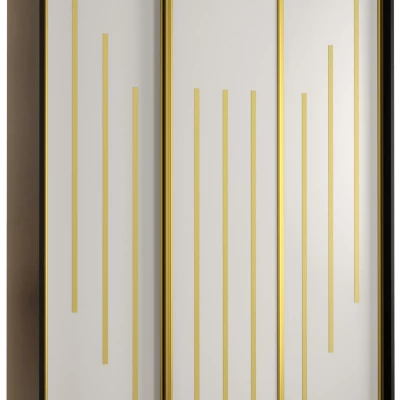 Šatníková skriňa ASIRI 8 - 150/60 cm, čierna / biela / zlatá