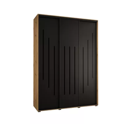 Šatníková skriňa ASIRI 8 - 180/60 cm, dub artisan / čierna / čierna