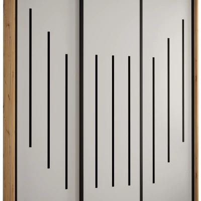 Šatníková skriňa ASIRI 8 - 190/60 cm, dub artisan / biela / čierna