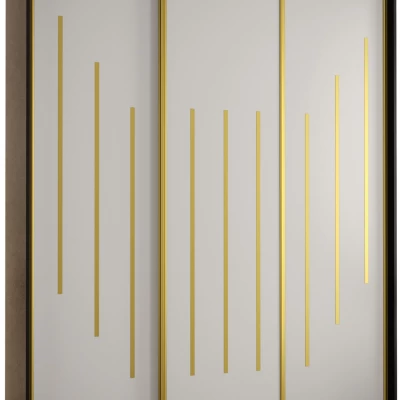 Šatníková skriňa ASIRI 8 - 200/60 cm, čierna / biela / zlatá