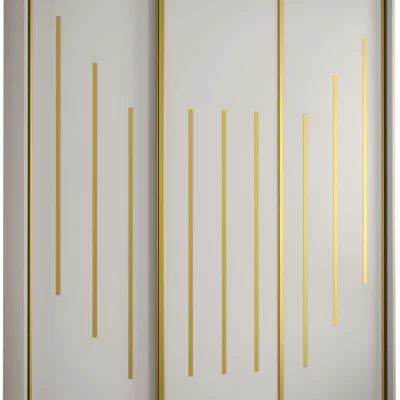 Šatníková skriňa ASIRI 8 - 200/60 cm, biela / zlatá