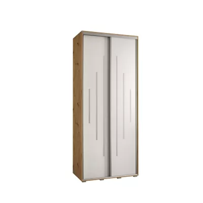 Šatníková skriňa ASIRI 12 - 120/60 cm, dub artisan / biela / strieborná