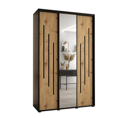 Šatníková skriňa ASIRI 9 - 160/60 cm, čierna / dub artisan / čierna
