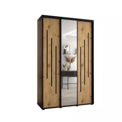 Šatníková skriňa ASIRI 9 - 160/60 cm, čierna / dub artisan / čierna