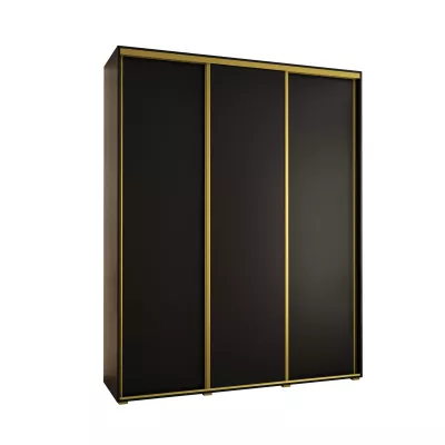 Šatníková skriňa ASIRI 1 - 200/45 cm, čierna / zlatá