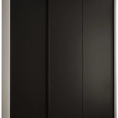 Šatníková skriňa ASIRI 1 - 200/60 cm, biela / čierna / čierna