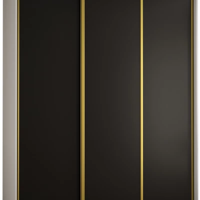 Šatníková skriňa ASIRI 1 - 200/60 cm, biela / čierna / zlatá