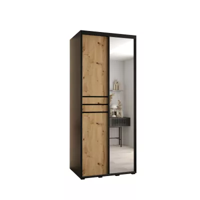 Šatníková skriňa ASIRI 11 - 110/60 cm, čierna / dub artisan / čierna