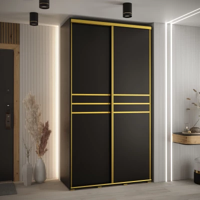 Šatníková skriňa ASIRI 10 - 130/60 cm, čierna / zlatá