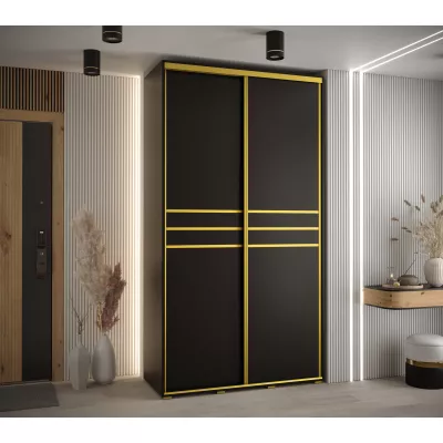 Šatníková skriňa ASIRI 10 - 130/60 cm, čierna / zlatá
