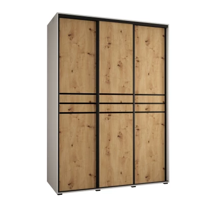 Šatníková skriňa ASIRI 10 - 180/60 cm, biela / dub artisan / čierna