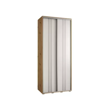Šatníková skriňa ASIRI 6 - 100/60 cm, dub artisan / biela / strieborná