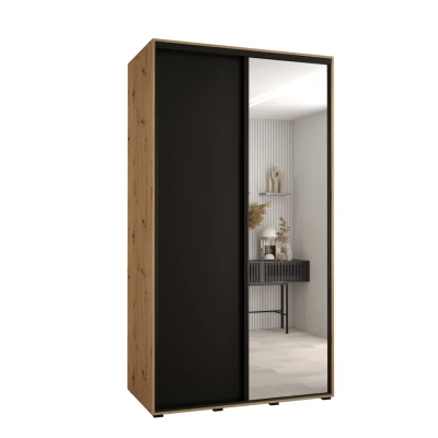 Šatníková skriňa ASIRI 3 - 140/60 cm, dub artisan / čierna / čierna