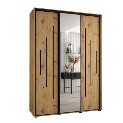 Šatníková skriňa ASIRI 13 - 180/45 cm, dub artisan / čierna