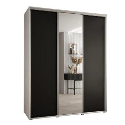 Šatníková skriňa ASIRI 3 - 200/60 cm, biela / čierna / strieborná