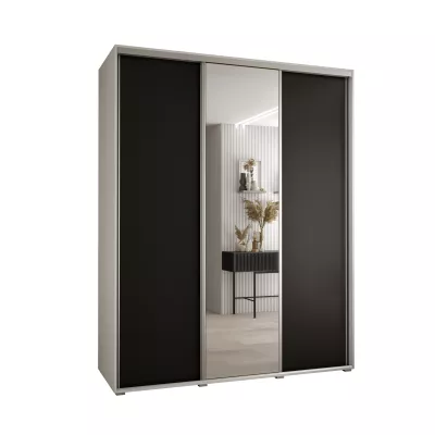 Šatníková skriňa ASIRI 3 - 200/60 cm, biela / čierna / strieborná
