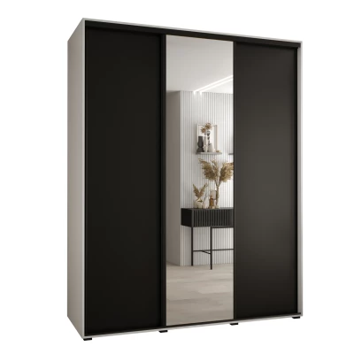 Šatníková skriňa ASIRI 3 - 200/60 cm, biela / čierna / čierna