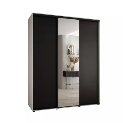 Šatníková skriňa ASIRI 3 - 200/60 cm, biela / čierna / čierna