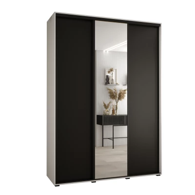 Šatníková skriňa ASIRI 3 - 170/45 cm, biela / čierna / čierna