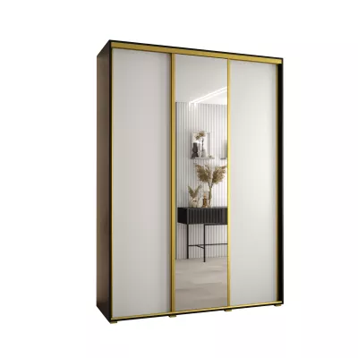Šatníková skriňa ASIRI 3 - 180/45 cm, čierna / biela / zlatá