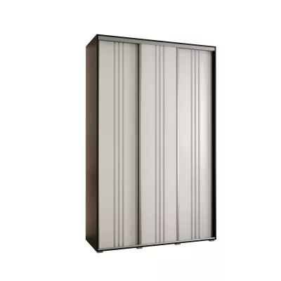Šatníková skriňa ASIRI 6 - 150/60 cm, čierna / biela / strieborná