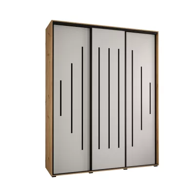 Šatníková skriňa ASIRI 12 - 190/45 cm, dub artisan / biela / čierna