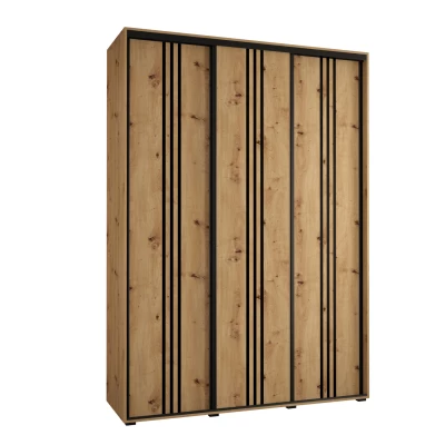 Šatníková skriňa ASIRI 6 - 180/45 cm, dub artisan / čierna