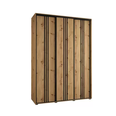 Šatníková skriňa ASIRI 6 - 180/45 cm, dub artisan / čierna