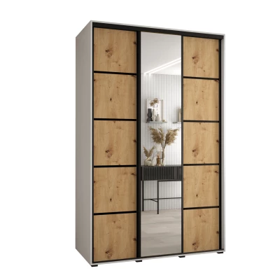 Šatníková skriňa ASIRI 5 - 150/45 cm, biela / dub artisan / čierna