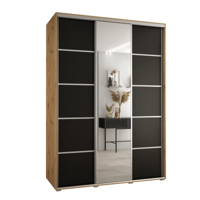 Šatníková skriňa ASIRI 5 - 170/60 cm, dub artisan / čierna / strieborná