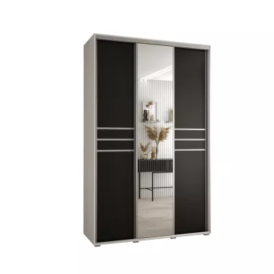 Šatníková skriňa ASIRI 11 - 150/45 cm, biela / čierna / strieborná