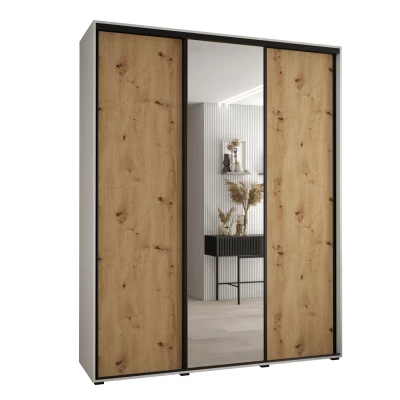 Šatníková skriňa ASIRI 3 - 200/45 cm, biela / dub artisan / čierna