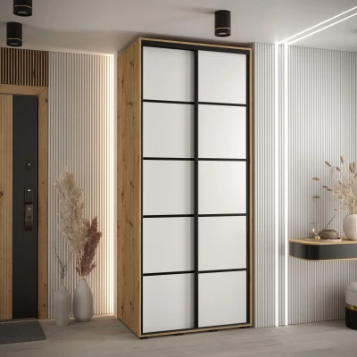 Šatníková skriňa ASIRI 4 - 120/60 cm, dub artisan / biela / čierna