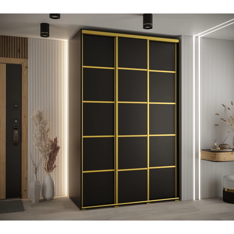 Šatníková skriňa ASIRI 4 - 150/60 cm, čierna / zlatá