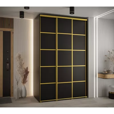 Šatníková skriňa ASIRI 4 - 150/60 cm, čierna / zlatá