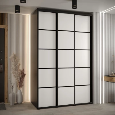 Šatníková skriňa ASIRI 4 - 160/45 cm, čierna / biela / čierna