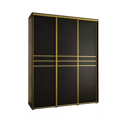 Šatníková skriňa ASIRI 10 - 200/45 cm, čierna / zlatá