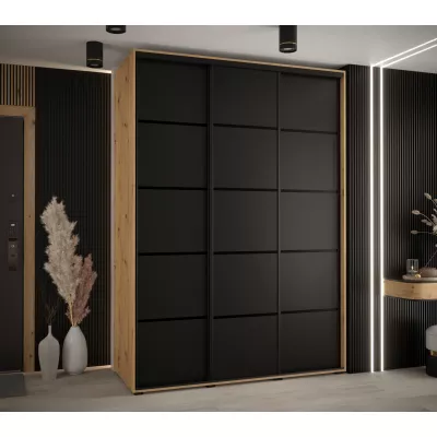 Šatníková skriňa ASIRI 4 - 170/60 cm, dub artisan / čierna / čierna