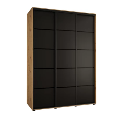 Šatníková skriňa ASIRI 4 - 170/60 cm, dub artisan / čierna / čierna